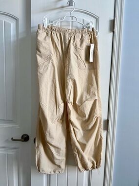The Workshop Beige Cargo Parachute Pants L NEW